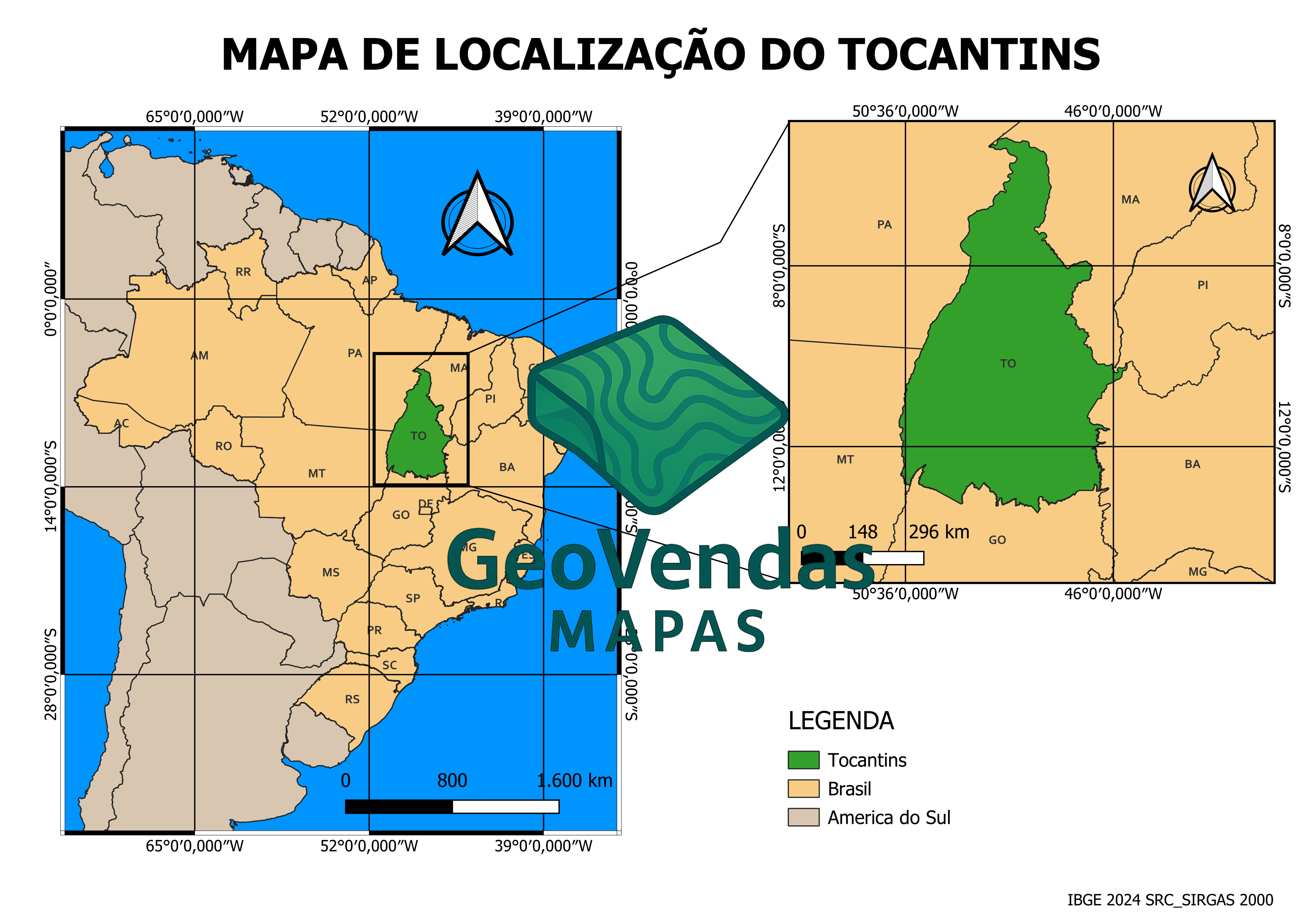 Mapa de localização do Tocantins